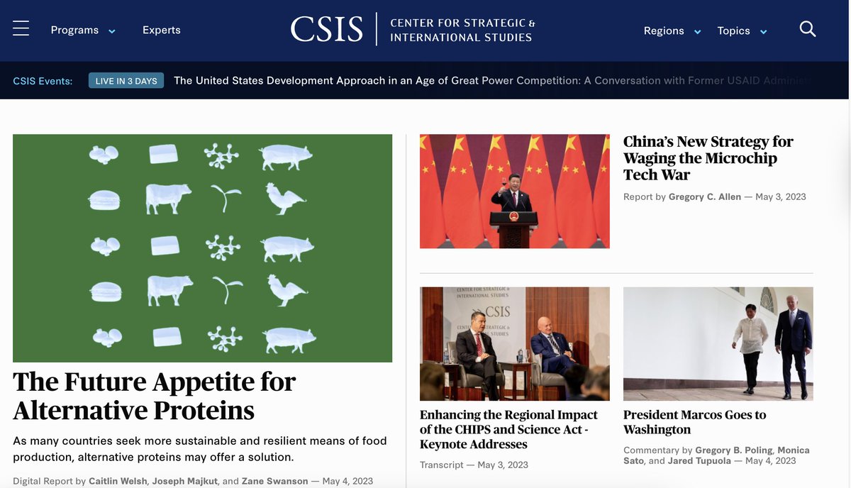 🔥“The potential rewards of prioritizing investment in alt-protein R&amp;D are clear. By creating a nutritious food system that mitigates global threats and enhances U.S. strategic competitiveness, alt-proteins can help shape a safer and more sustainable future.” <a href="/CSIS/">CSIS</a> @CSISFood 1/3