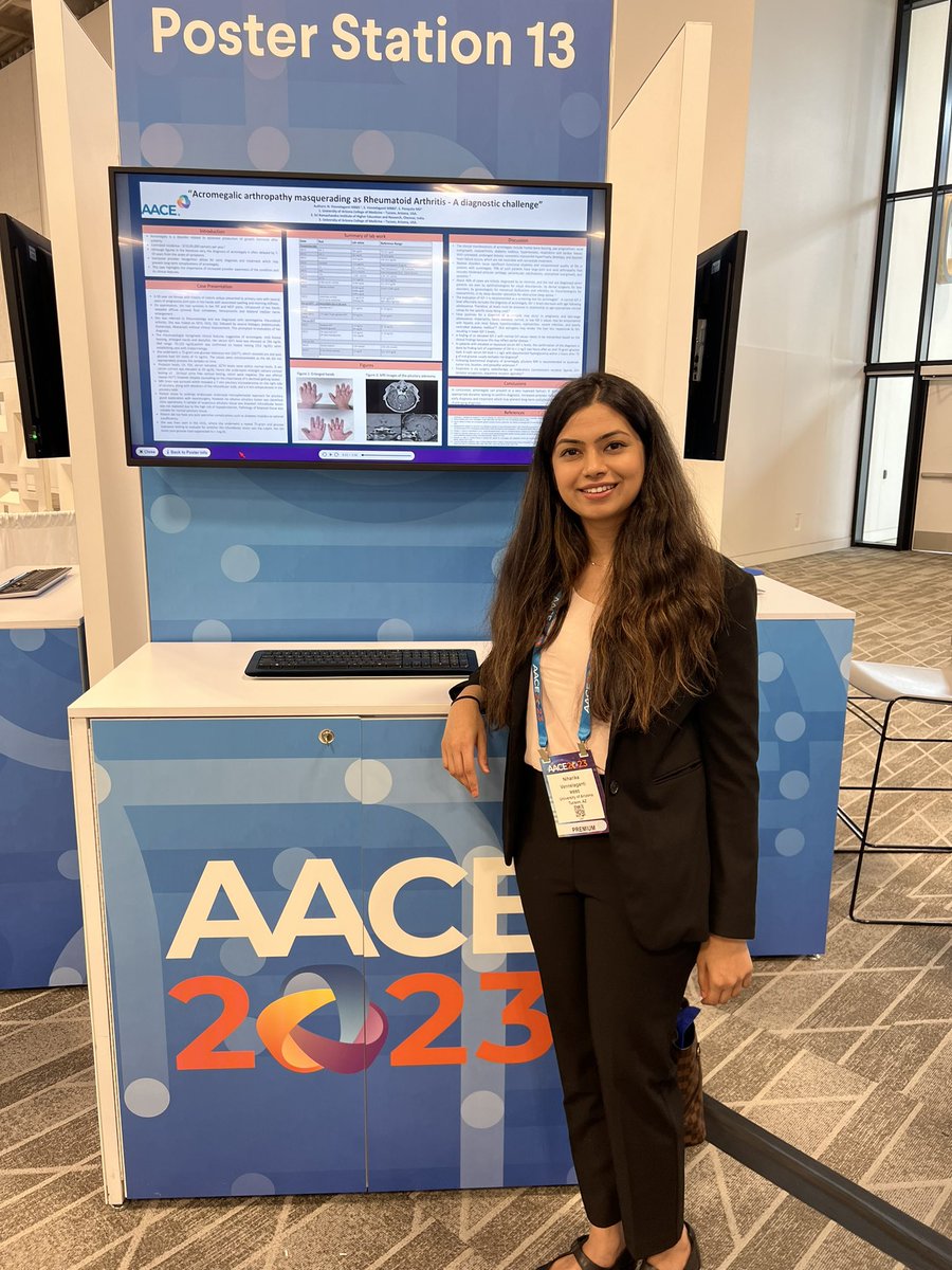 Day 1 @TheAACE endocrine conference: Great learning, wonderful networking opportunities, and my poster presentation! #AACE2023