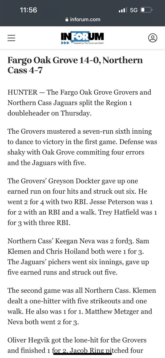 cslydes's tweet photo. I see you @DockterGreyson! #GoGrovers #Baseball @OG_GAC @fargo_post2 @Post2Dugout https://t.co/5CihSA5uGq