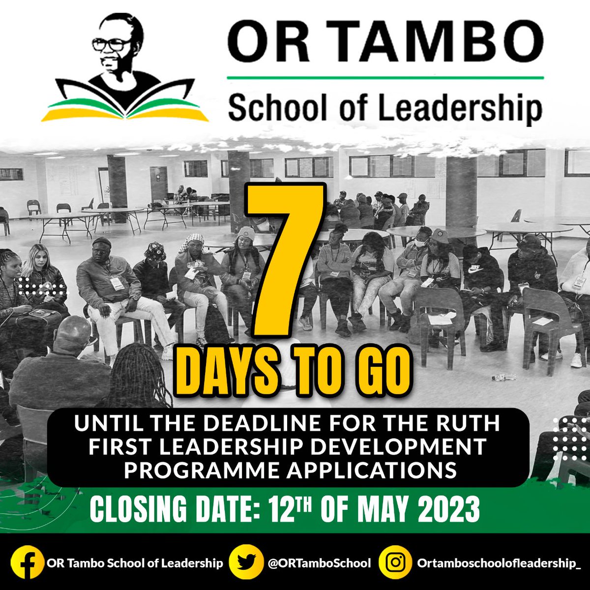 COUNTDOWN TO THE RFLDP APPLICATION DEADLINE! Have you applied for the Ruth First Leadership Development Programme? The deadline is fast approaching. Click here ortamboschool.org.za/ruth-first-lea…… to submit your application TODAY! #RFLDP #ORTamboSchool #ANCRenewal