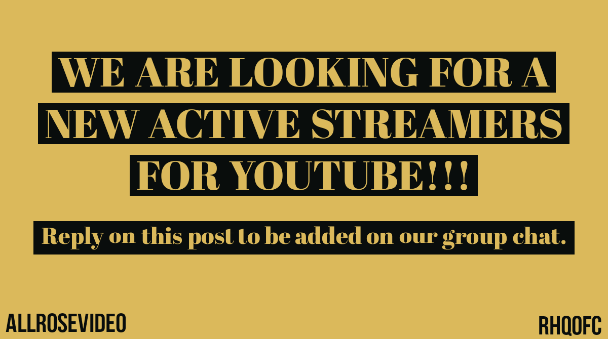 ⚠️⚠️⚠️

ROSÉNATORS/BLINKS ❗❗❗

We are now recruiting new ACTIVE streamers for YOUTUBE! You can reply to this post to be added on our gc. 

블랙핑크 로제 #로제 #ROSÉ