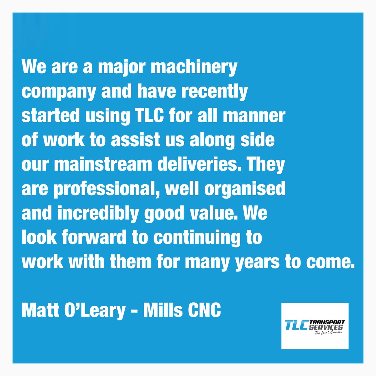 ⭐️ Feedback Friday! ⭐️ 

Huge thank you to Matt Oleary from @MillsCNC for the great feedback! 

During our working relationship with Mills CNC we’ve covered various loads, ranging from time critical maintenance parts to small machinery items. 

Thank you guys

#Feedback #courier