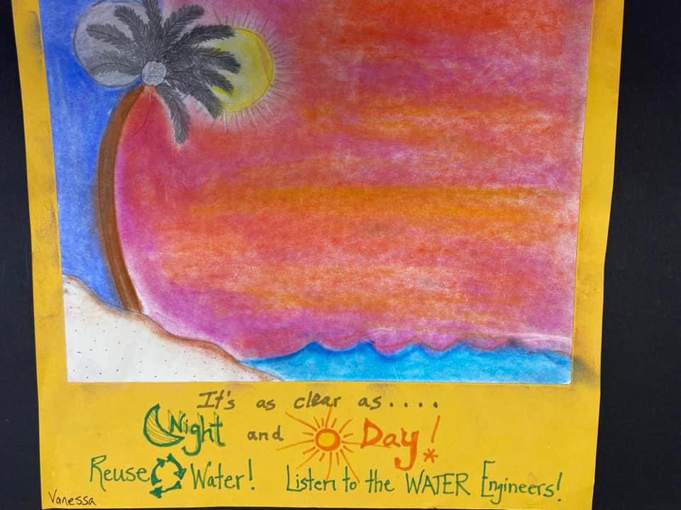 SteamSoCal's tweet photo. Water conservation engineers from #hazenandsawyer visited @SumacLSTEM to share current plans of a proposed water reuse facility to be built with @LVMWD. 
Students created #waterart with a variety of ideas! 
#sumacvoyagers #lvusdvapa #waterconservationart #hazenandsawyerengineers https://t.co/F6ZIMeJ8sM