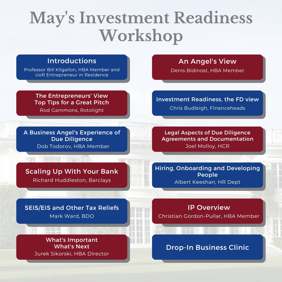 HBAngels's tweet photo. Check out next week’s workshop’s experts and their talks below ⬇️
Professor William Kilgallon, @UniofReading Entrepreneur in Residence and @HBAngels member will be chairing the event👏
There's still time to get tickets: https://t.co/SzXDHcq91R
#supportforstartups https://t.co/pO5dzpiVpT