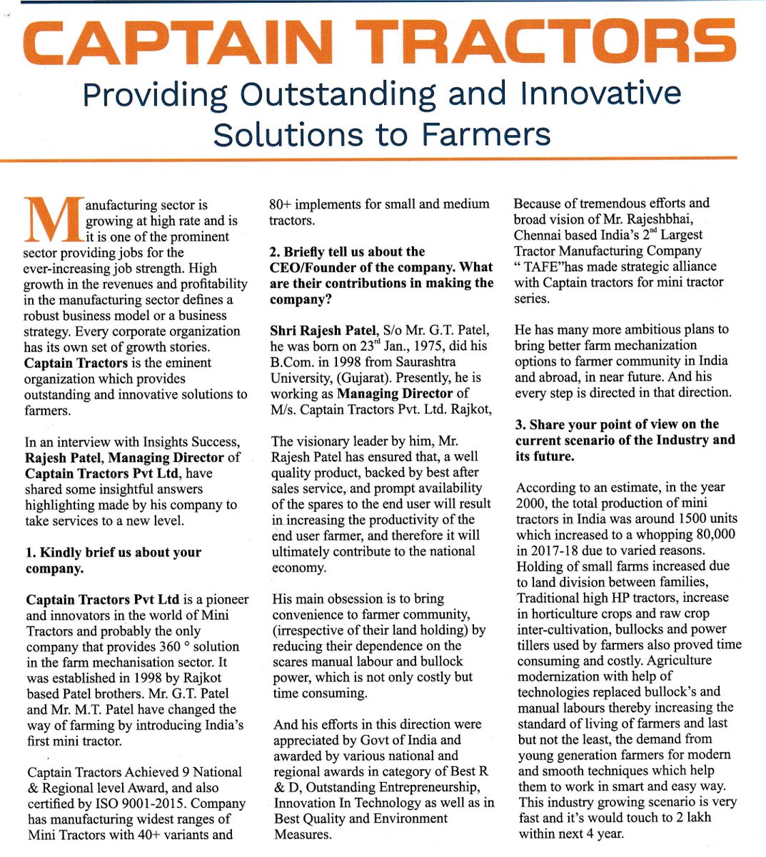 RajeshMovaliya2's tweet image. Captain Tractor providing outstanding and innovative solutions to farmers.
#captaintractors #growth #innovation #solutions #minitractor #farmers