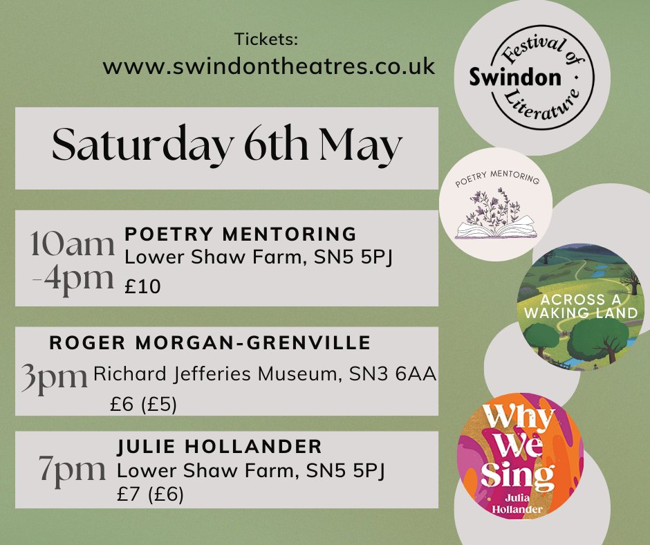 Swindon Festival of Literature presents... (@swindonlitfest) on Twitter photo SATURDAY! We have Sara-Jane Arbury <a href="/lowershawfarm/">Lower Shaw Farm</a> - FULLY BOOKED!
3pm @richardjefferiesmuseum is @rogermorgangrenville
Sunset singing w/ <a href="/julez/">Julian</a>.hollandugh 7pm <a href="/lowershawfarm/">Lower Shaw Farm</a>
Tickets:- online or OTD.
#SwindonLitFest2023 #PoetryMentoring #AcrossAWakingLand #WhyWeSing SATURDAY! We have Sara-Jane Arbury <a href="/lowershawfarm/">Lower Shaw Farm</a> - FULLY BOOKED!
3pm @richardjefferiesmuseum is @rogermorgangrenville
Sunset singing w/ <a href="/julez/">Julian</a>.hollandugh 7pm <a href="/lowershawfarm/">Lower Shaw Farm</a>
Tickets:- online or OTD.
#SwindonLitFest2023 #PoetryMentoring #AcrossAWakingLand #WhyWeSing