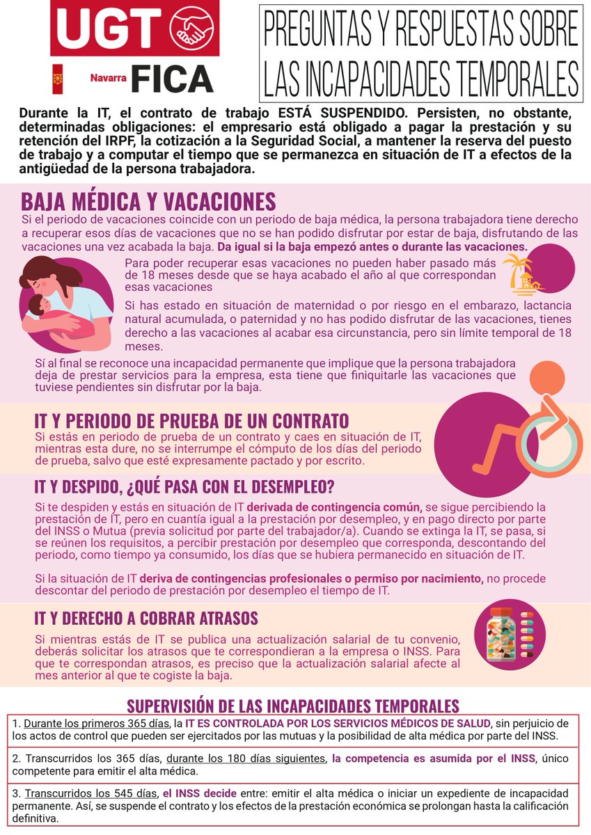 UGTFICANavarra's tweet photo. Preguntas y respuestas sobre las incapacidades temporales (IT): https://t.co/9TWIW0uAU5