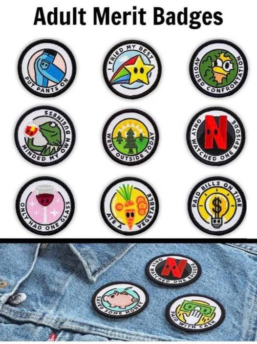 HeatherWeidner1's tweet photo. I need some of these #adulting #meritbadges https://t.co/azLVGG9KfG