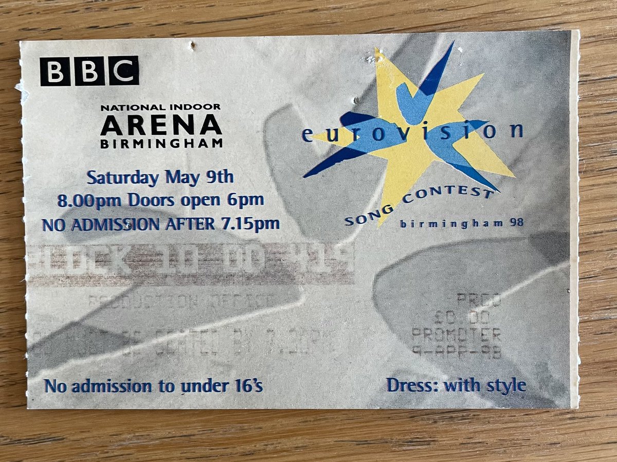 Last time the UK hosted @Eurovision in Birmingham, I was in the audience. Next week, 25 years later, I’ll be there in Liverpool! See u soon @bbceurovision! Treasure my 1998 ticket #DresswithStyle @LDNEurovision @EurovisionAgain @bbcpaddy @robholley @jackhlawson @AlesiaMichelle