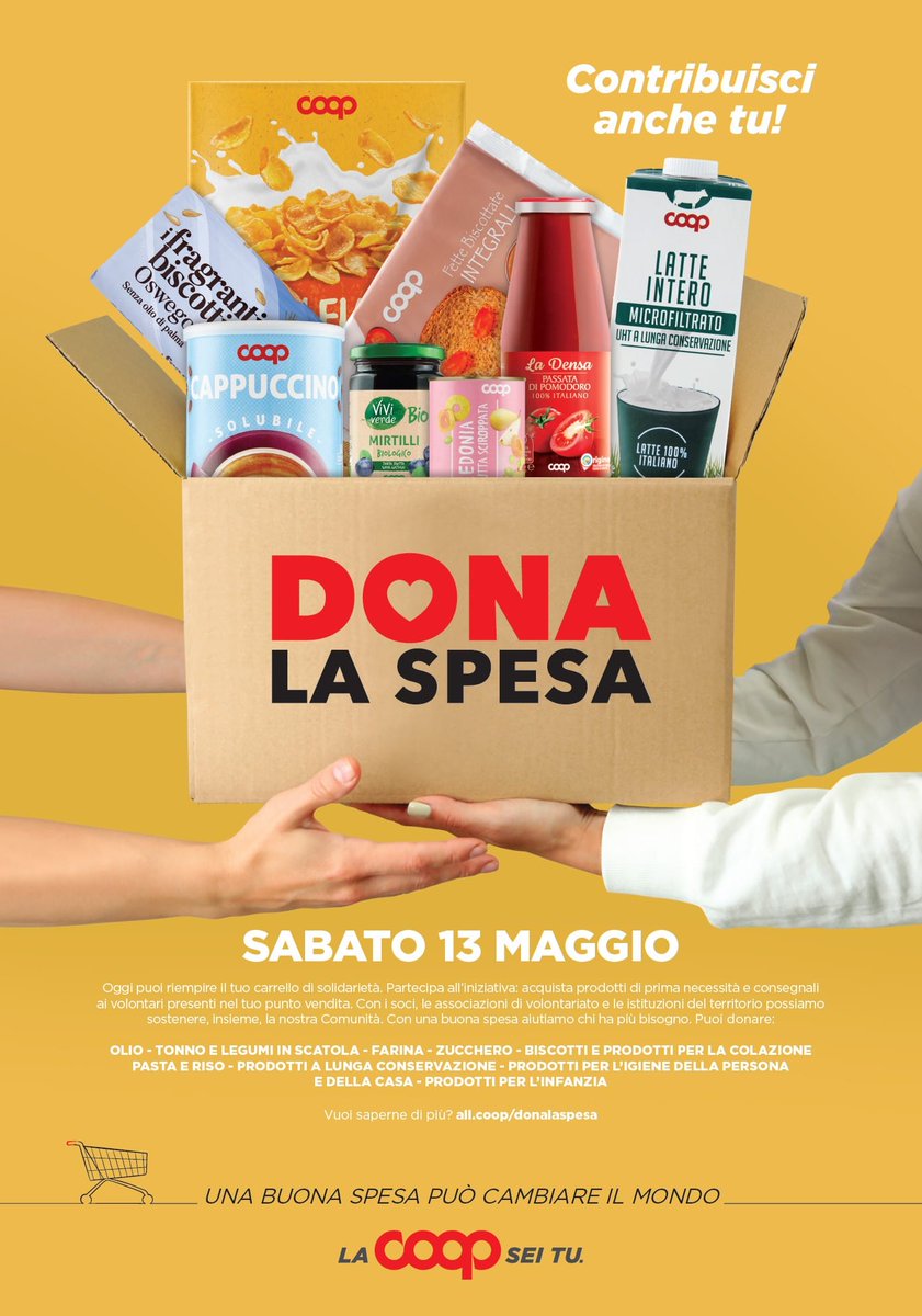 LaRondaSolidal's tweet photo. Sabato #13maggio torna la #raccoltaalimentare per sostenere le associazioni che aiutanto le persone indigenti e #senzadimora 🍝🥫🥚🍚🍪🧃🥖🥐
Vi aspettiamo alla Coop di Eur Roma2 dalle h 14.00 alle h 16.00.
Grazie di cuore 🥰
❤❤❤
#donalaspesa #solidarietà #Roma https://t.co/6Q0caTeJOz