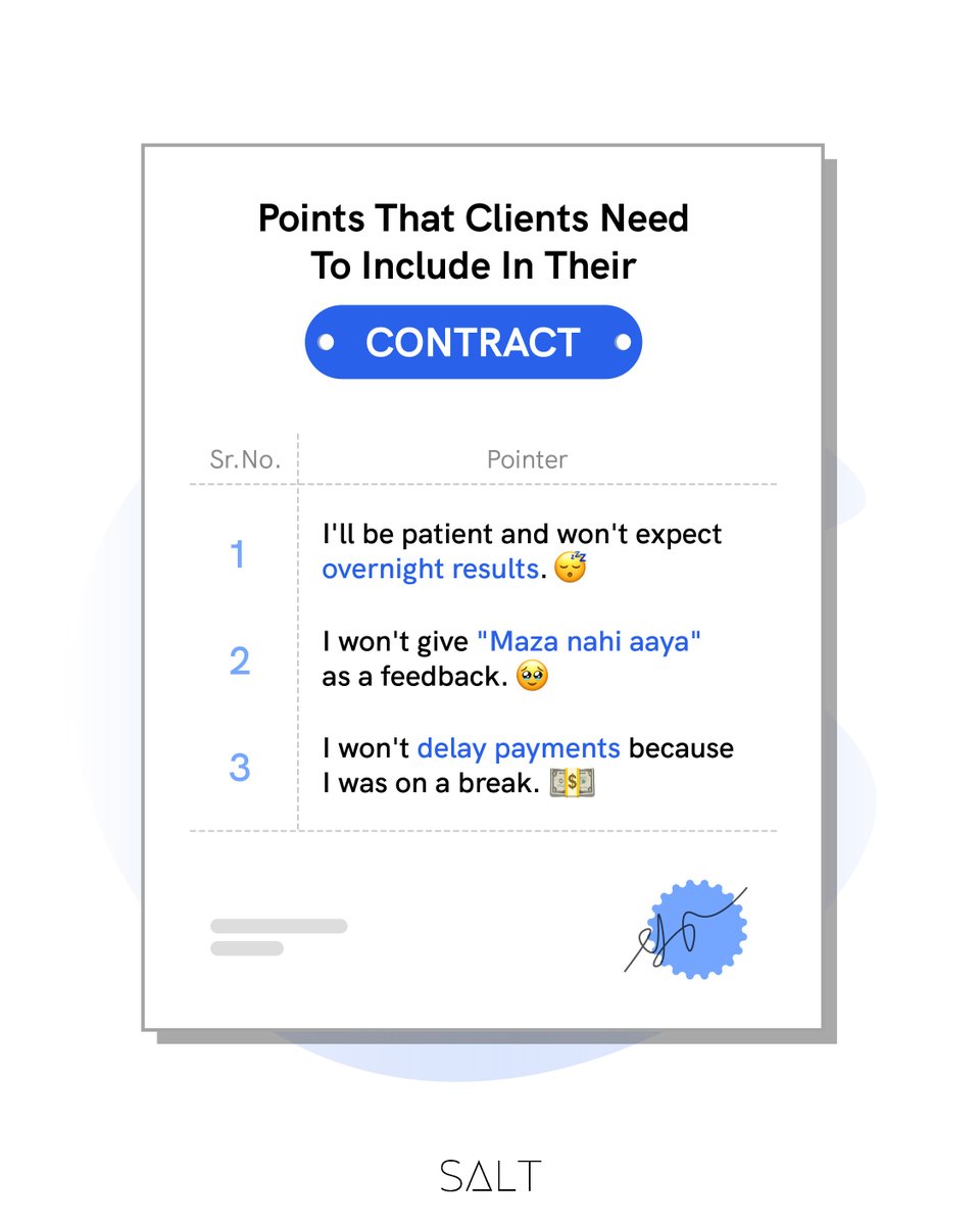 saltpe_'s tweet photo. A successful client-agency relationship requires open communication and a willingness to collaborate. And when that doesn't work, you always have the contract. 😂 https://t.co/mKbzP7FokH