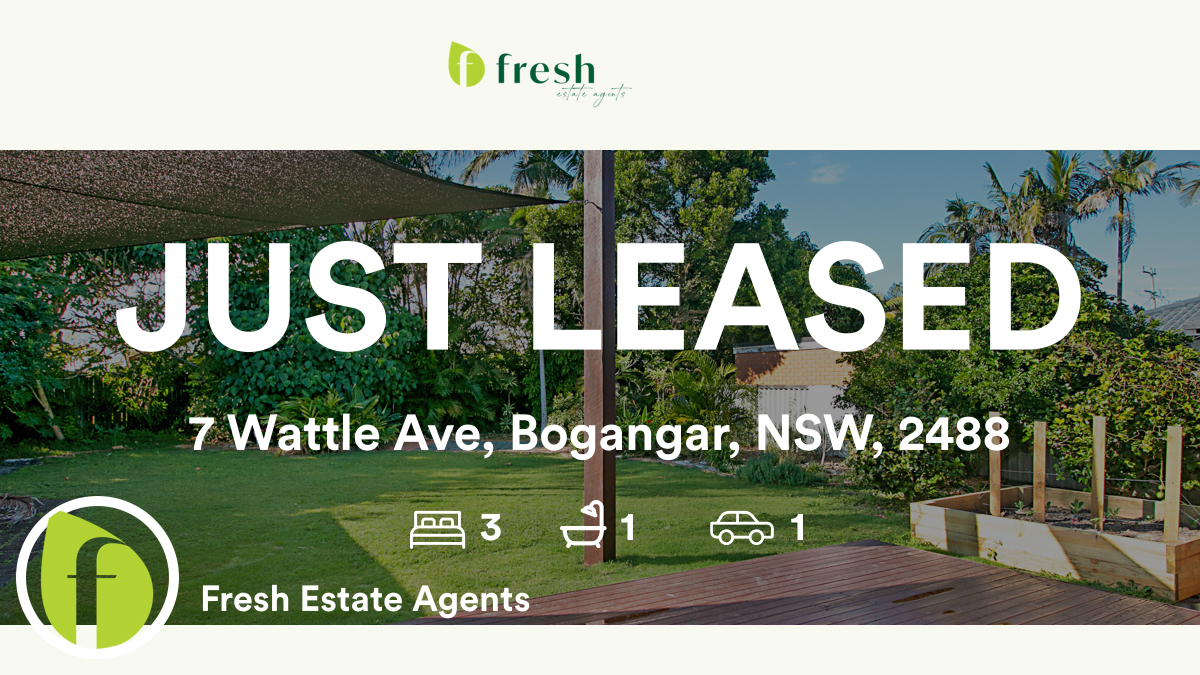 🛌 3 🛀 1 🚘 1
📍 7 Wattle Ave, Bogangar, NSW, 2488

Our latest leased rental on RateMyAgent

rma.reviews/CILVmRBMBMJy

...
#ratemyagent #realestate #Fresh_Estate_Agents