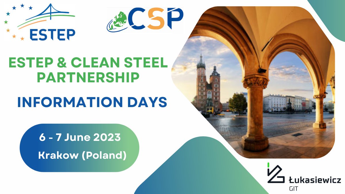 ESTEP_eu's tweet photo. 🤓Always wanted to know more about our activities and the #CleanSteelPartnership?
Join us on 6⃣ &7⃣ June in #Krakow for our infodays! 🚀 This will also be the opportunity to visit @ArcelorMittalPoland hot rolling mill plant! 🔥
👉 Programme & registration https://t.co/k4IlSHvYqJ https://t.co/L1ILLOwKBr