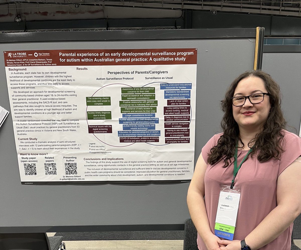If you’re at #insar2023, pop past to poster 165 to find out more about parental experiences of an early developmental surveillance program <a href="/DrJBarbaro/">Josephine Barbaro</a>