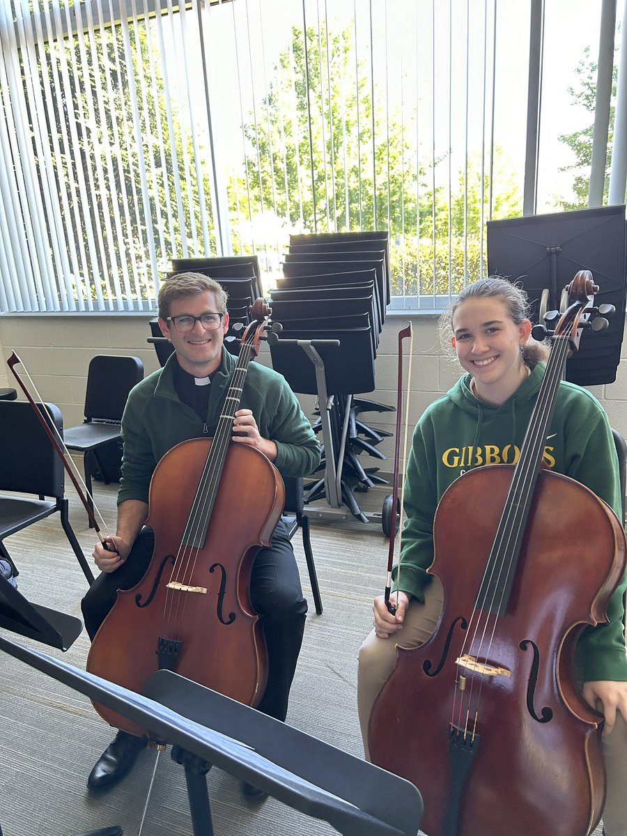 Thank you to Father Luke who came out to orchestra 2 honors yesterday to hang out! We loved teaching you some cello. Hope to see you again soon!