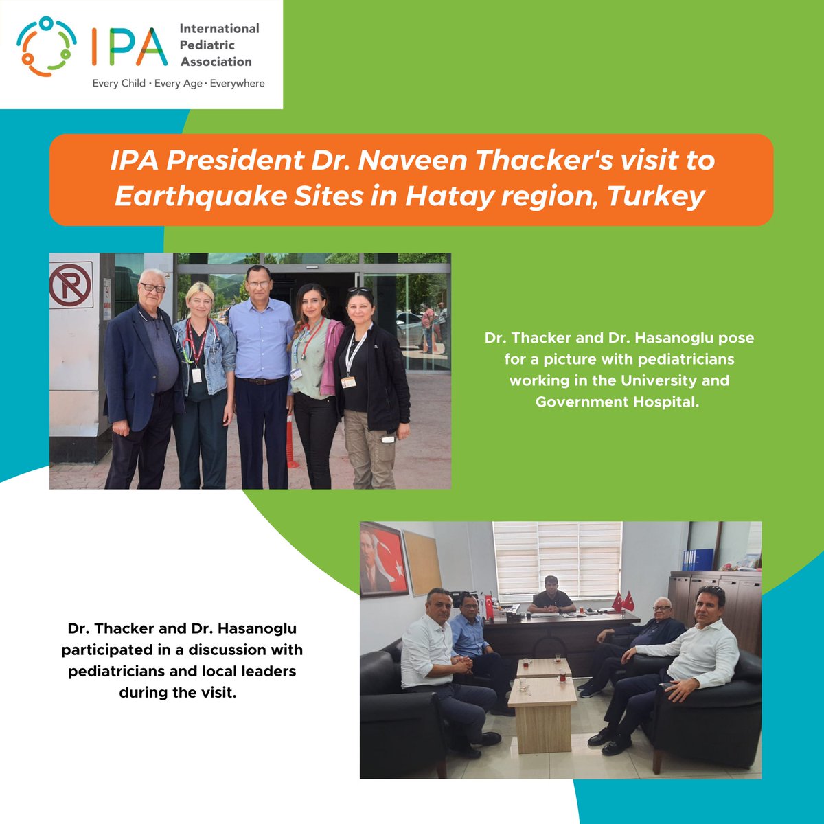 IPAWorldorg's tweet photo. Dr. @NaveenThacker (IPA President) and Dr. Enver Hasanoglu (IPA Past-President) visited earthquake sites in Hatay region, Turkey. Watch the full report on YouTube: https://t.co/5EhgLbm15f
#IPA #IPAEventReport https://t.co/3XPMf6XAVY