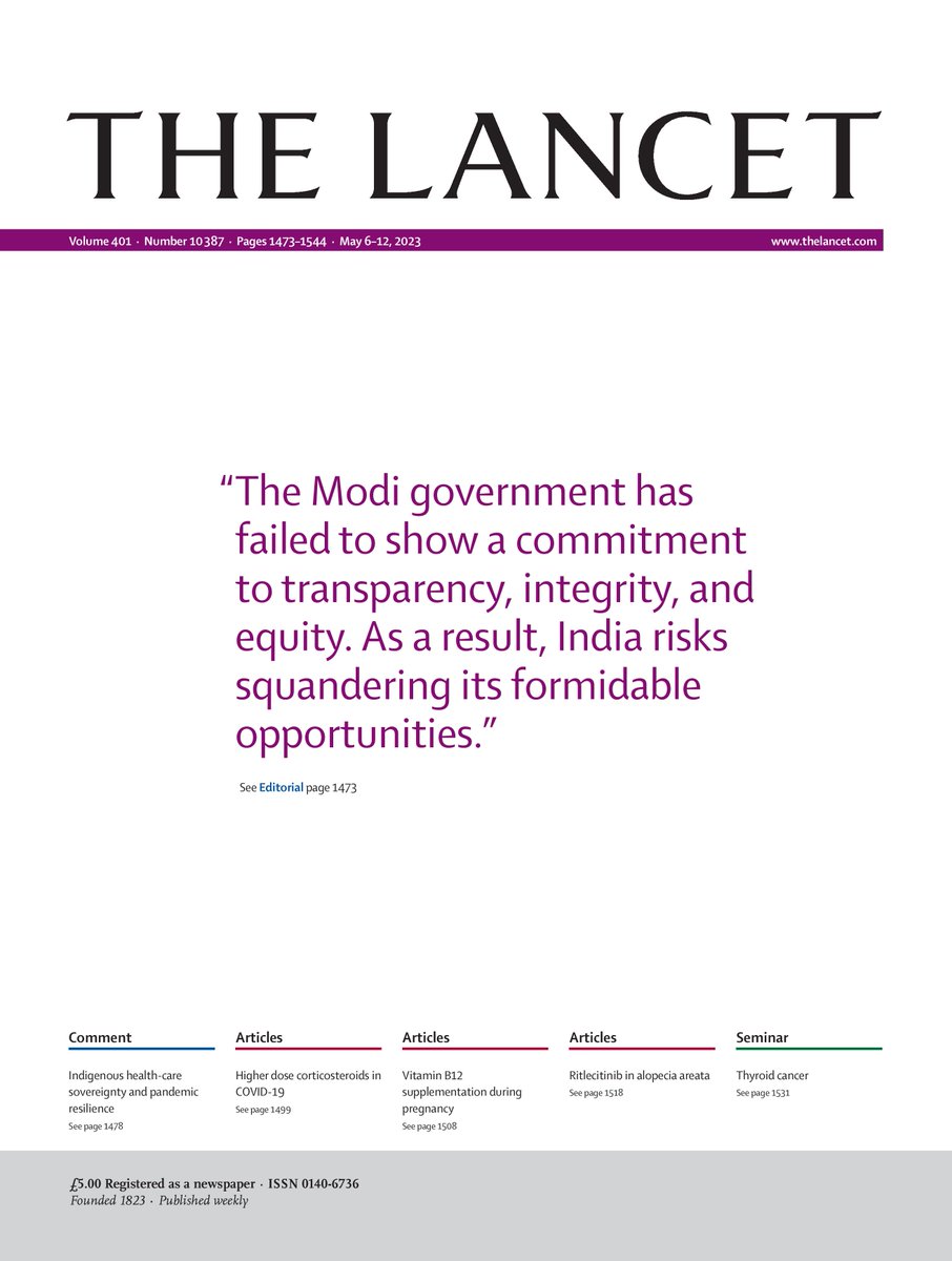 The Lancet (@thelancet) on Twitter photo 2023 is an important year for India as it holds the G20 presidency and looks to amplify the voice of the Global South. But government agenda, resistance to multilateralism, and a raft of domestic concerns threaten its aims.
On the cover, our Editorial: hubs.li/Q01NPW_G0 2023 is an important year for India as it holds the G20 presidency and looks to amplify the voice of the Global South. But government agenda, resistance to multilateralism, and a raft of domestic concerns threaten its aims.
On the cover, our Editorial: hubs.li/Q01NPW_G0
