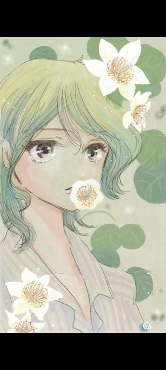 chiropalgh's tweet photo. ふる～いキウイの花の絵を持ってきた🤪
雄花と雌花があるんですってね
写真には雌花しか写ってない感じだわあ
#wiiuart https://t.co/OLQ13CcPJI