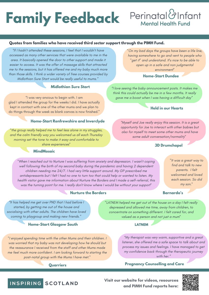 Today's #MaternalMentalHealthAwareness theme is positivity pot🌻 The Third Sector do a power of work to support families &amp; babies. Read just some of the feedback below from families that have been supported by orgs funded through the PIMH Fund  #MMHAW23 #TogetherInAChangingWorld