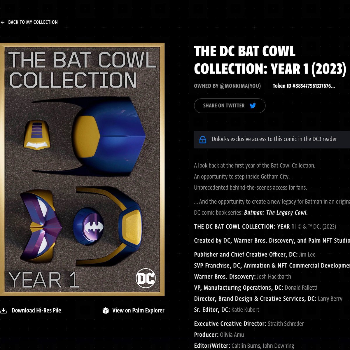 EllaMonkima's tweet photo. From the mint of my cowl 1 year ago, #batcowls has been a blessing to be a part of. TY @DCNFTOfficial @JimLee @PalmNft for something so special. 🖤🦇#dccomics #DCNFT https://t.co/3U2nDiOxT0
