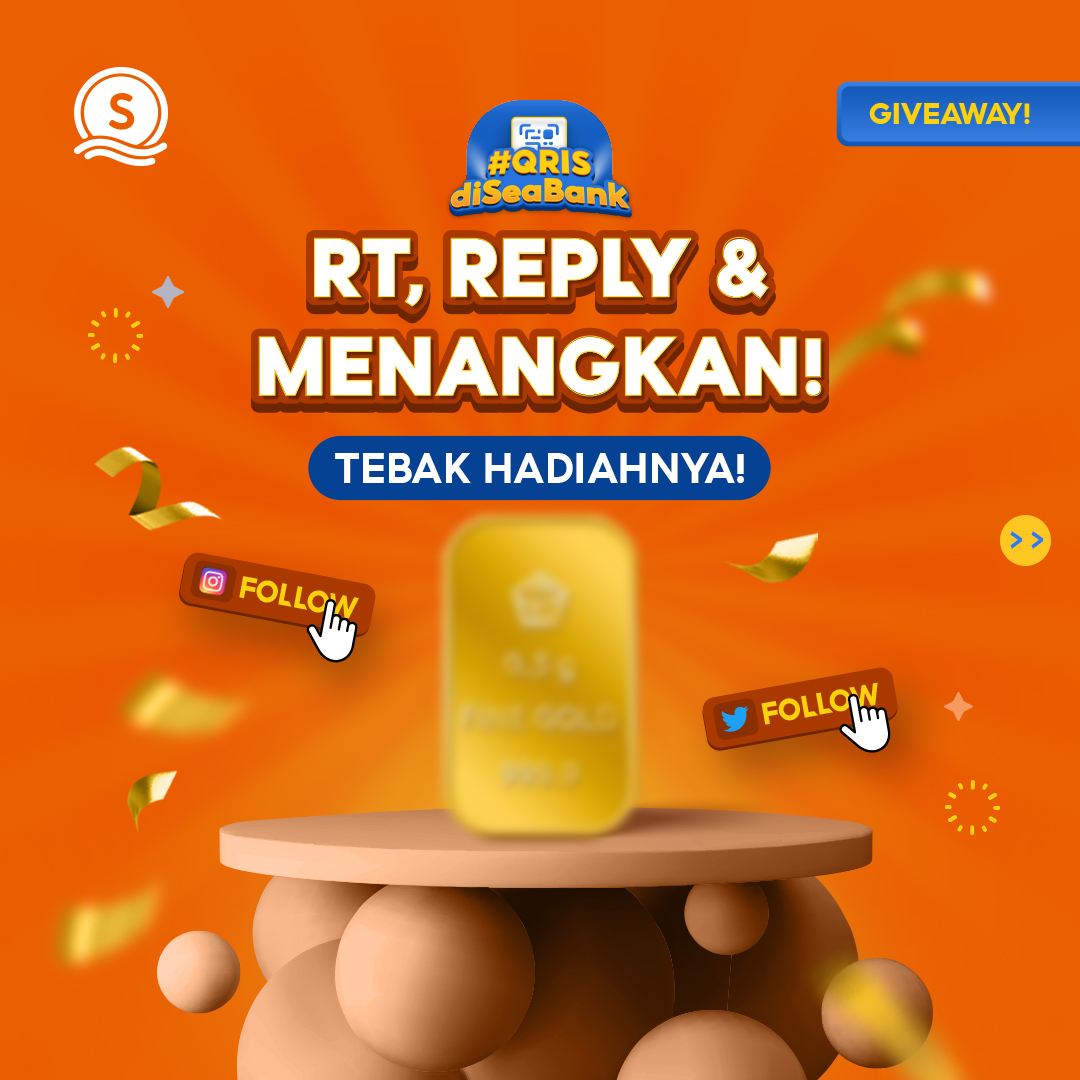 SeaBankID's tweet photo. 🌟GIVEAWAY ALERT!!🌟

Kesempatan memenangkan EMAS 0.5 Gram! Yuk cek dan ikuti  S&amp;K berikut:
1. FOLLOW TWITTER @SEABANKID &amp; INSTAGRAM https://t.co/5sxrPZUJFU 
2. RETWEET &amp; REPLY jawaban kamu!

Info selengkapnya bisa cek di slide kedua!😊
#Giveaway #SeaBankID https://t.co/WfPm8JFS92