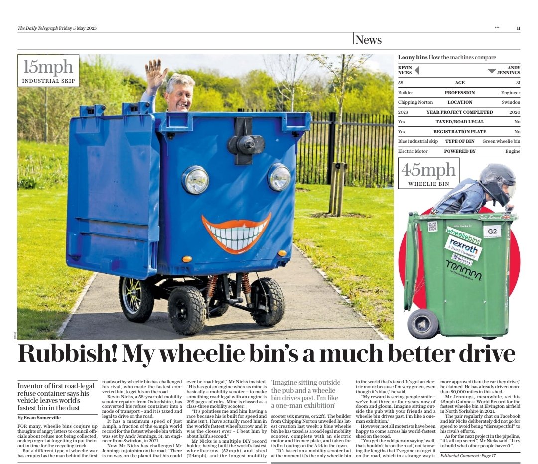 TomWrenPhoto's tweet photo. Couple of nice shows today for Kevin Nicks and his wheelie bin! @SWNS https://t.co/TPvrmfCcV5