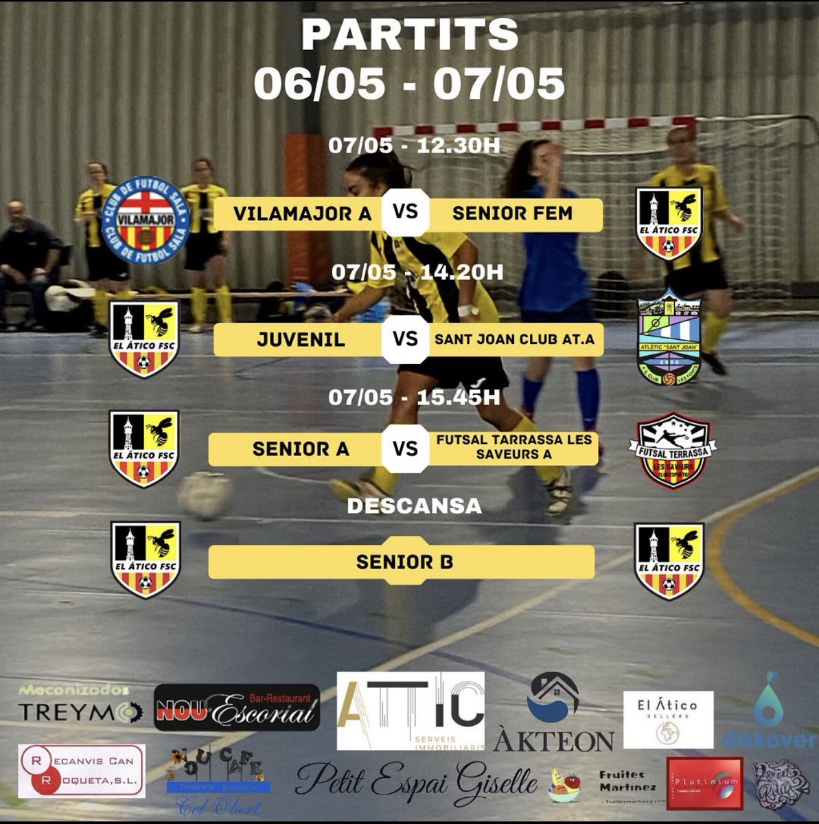 Els partits del cap de setmana! 
Son-hi ático 💪🏻 🐝 
#fanatico