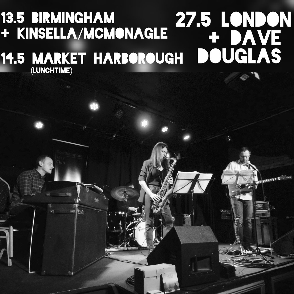 May!💥
13th MY IRIS + Louise McMonagle + Lauren Kinsella 8PM <a href="/1000TradesJQ/">1000 Trades</a>  Brum Jazz Fest for lush augmented noises
14th MY IRIS playing in LOADS of new material (3🦢 Hotel, MH) 12.30pm
27th MY IRIS + DAVE DOUGLAS  <a href="/606club/">The 606 Club</a> 9PM ... DESTINATION UNKNOWN 🛸
trishclowes.com/dates/