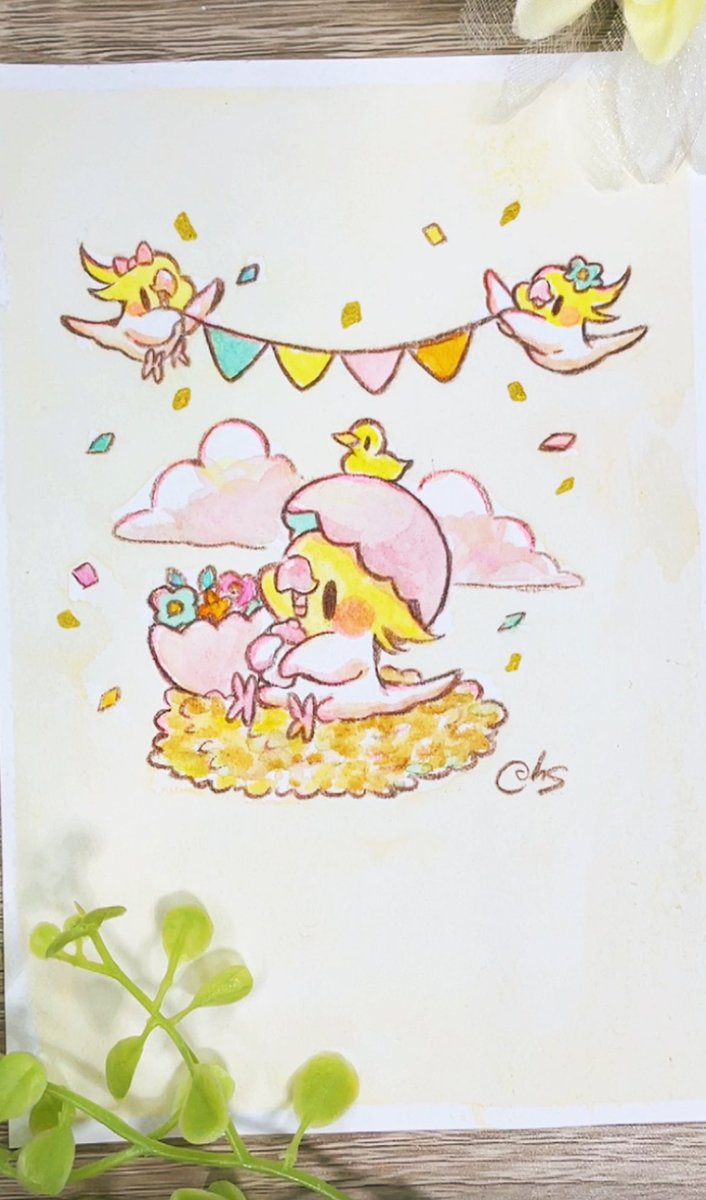 「『たまごからこんにちは!』  #すみれのアとり絵 #透明水彩 #こどもの日」|はなのすみれ🐤🦜のイラスト