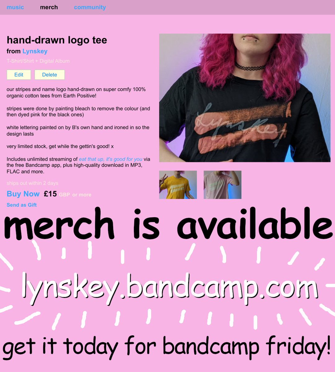 lynskeyband's tweet photo. LYNSKEY MERCH AVAILABLE ONLINE! 👕

https://t.co/HJu0VvwIFE

just in time for bandcamp Friday, which is a day where bandcamp doesn't take any money in the sale so we get 100% 

if you have the means, and fancy a tee, have a lil look see! x https://t.co/3GVFBVGWhG