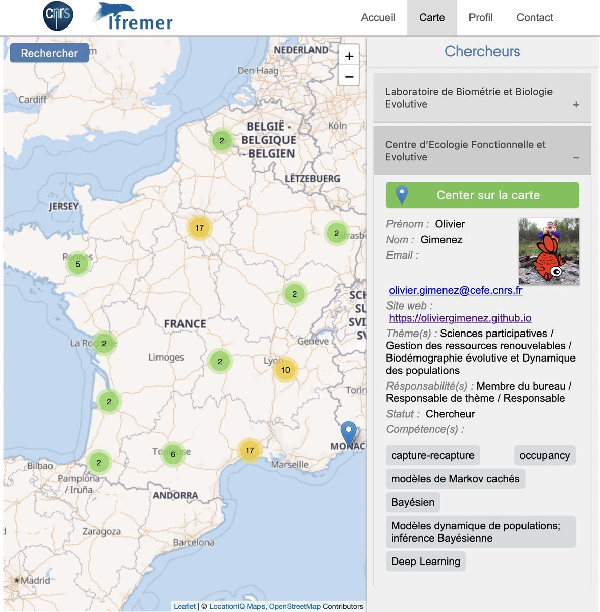 Le Réseau Thématique en écologie statistique propose un annuaire des labos/pers en #ecostat Que vous soyez à la recherche d'un labo pour un stage, d'une pers avec une compétence, ou pour vous faire une idée des contours de notre communauté, visitez ecostat-database.univ-lyon1.fr 🤩🥳
