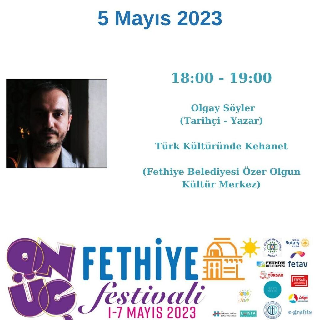 05 Mayıs 2023 - Cuma
12:00-22:00 - Ara Güler Sergisi (Fethiye Belediyesi Özer Olgun Kültür Merkezi Sergi Salonu)
14:00-20:00 - Likya Sanat Yolu Koleksiyonu Resim ve Heykel Sergisi 
 (Likya Sanat Yolu Platformu Sergi Mekanı)
12:00-18:00 - Lynn Hill (The F… instagr.am/p/Cr22F0eN-MV/