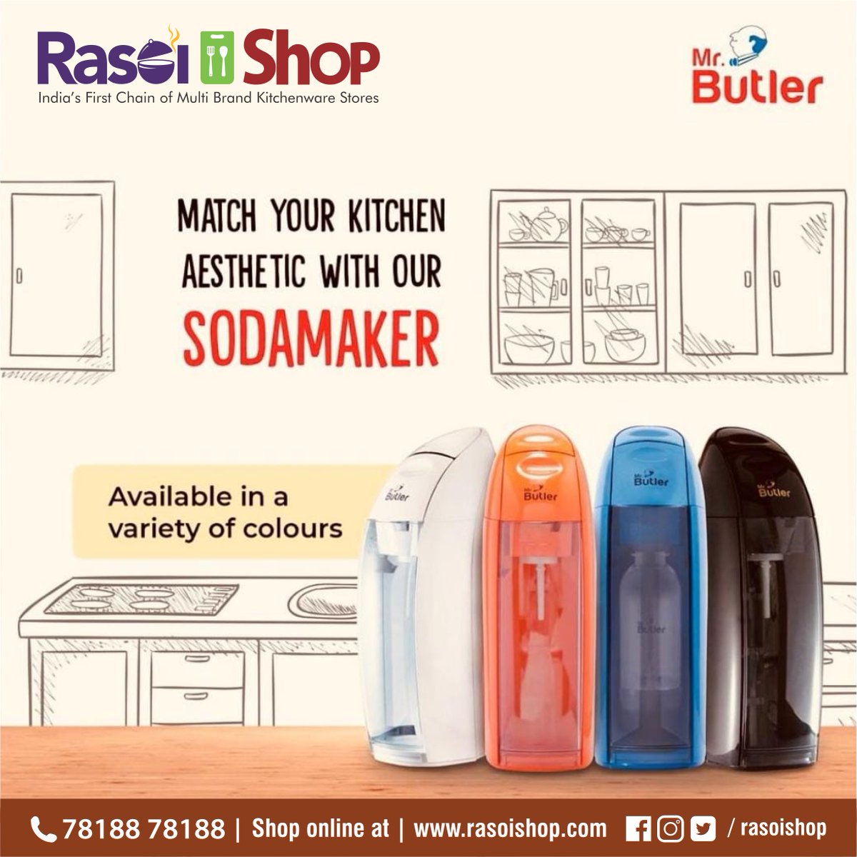 rasoishop's tweet photo. Say goodbye to plastic bottles with Mr. Butler Italia Sodamaker! 💦🍾 Enjoy fizzy beverages at home now Choose your level of fizz and enjoy a  healthy drink with no added sugar. Order yours in 🟦🟧⬜️⬛️ #MrButlerItalia #SodaMaker #EcoFriendly #HealthyLiving #Simpl #Snapmint https://t.co/DR1ZiDWHgP