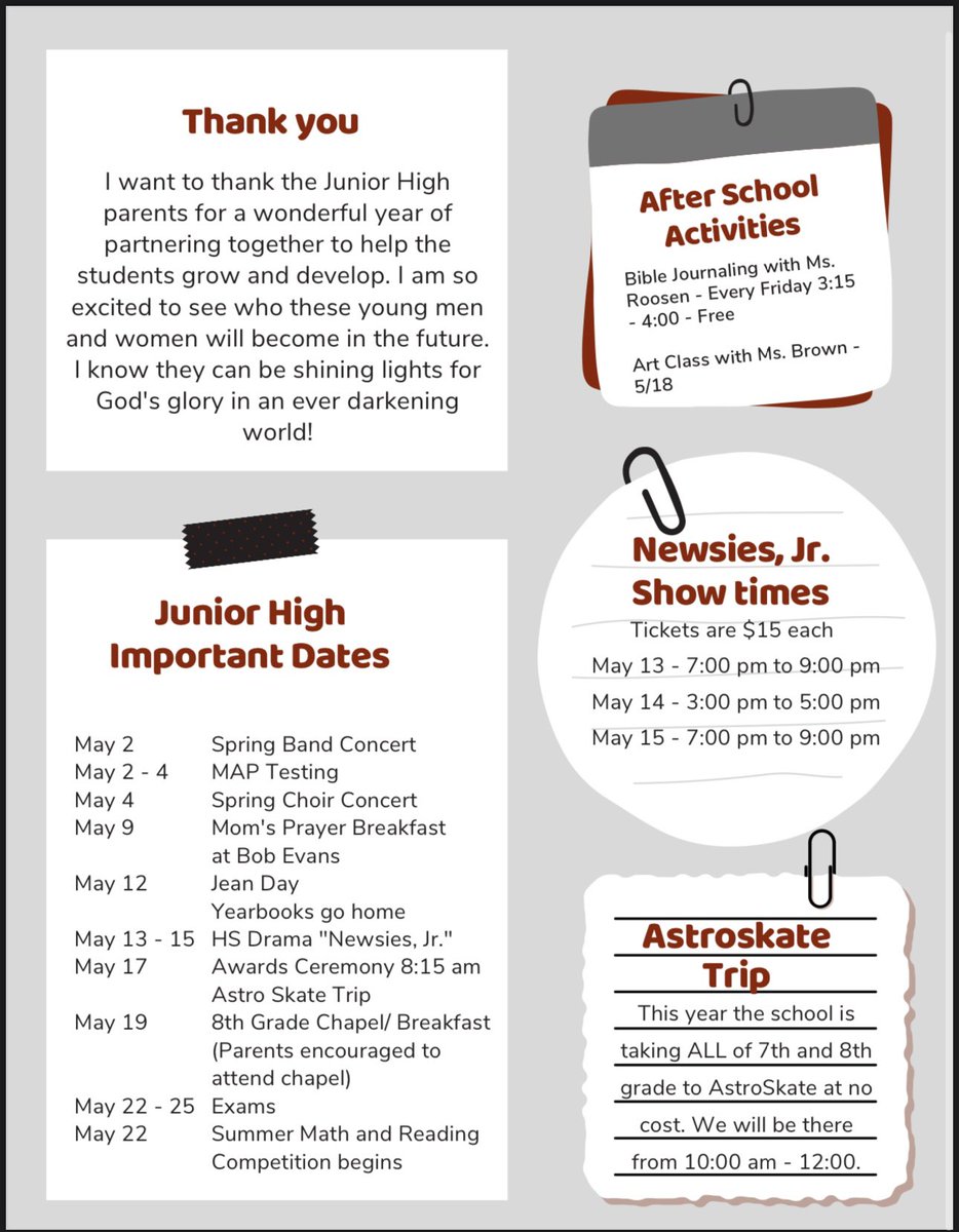 SCAJRHIGH's tweet photo. Is it May already??? Here’s the Spring Exam Schedule and some other important information as we hit the final stretch! Check it out 👀 https://t.co/qNNxpR8GyO