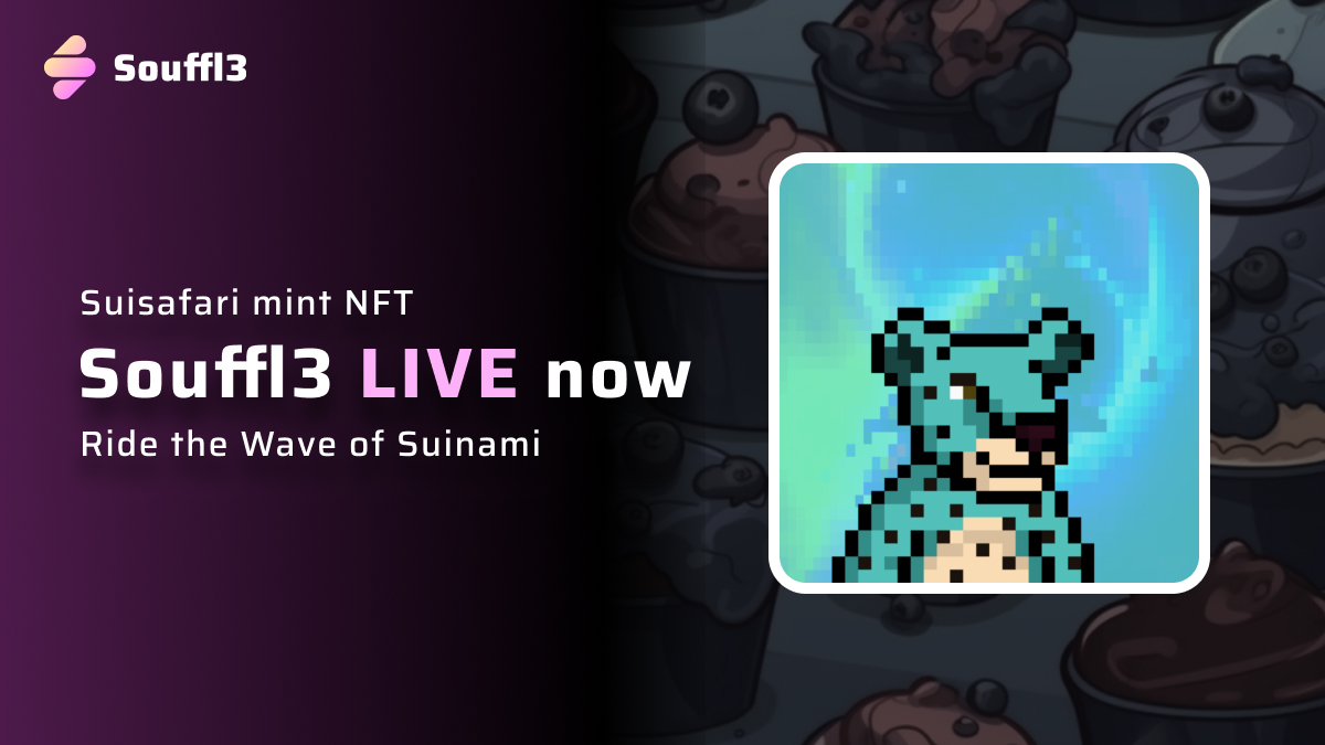 🎉<a href="/suisafari/">Suisafari</a> Mint on Sui Mainnet is live on Souffl3 now🎉
🕒Date: May 5th
😎Supply: 4,263 NFTs 
💵WL Price: 10 $Sui
Come and join the fun👀
souffl3.com/launchpad/suis…