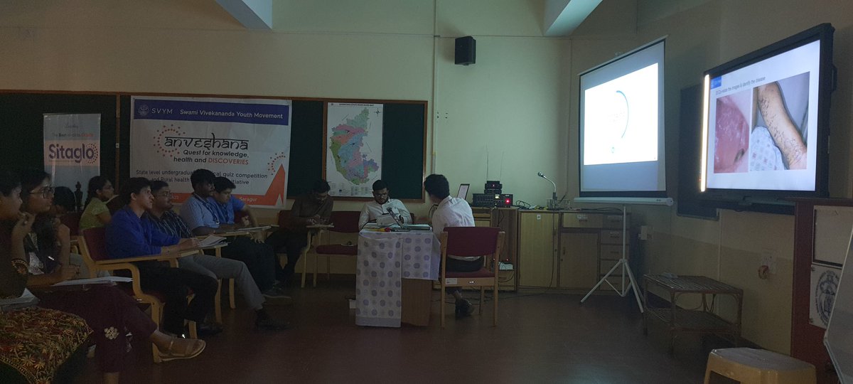 39 medical UG students and interns from 8 medical colleges in Karnataka taking part in the preliminary round of the 2-day event - Anveshana - State level UG quiz competition and rural health sensitization initiative organized by #SVYM