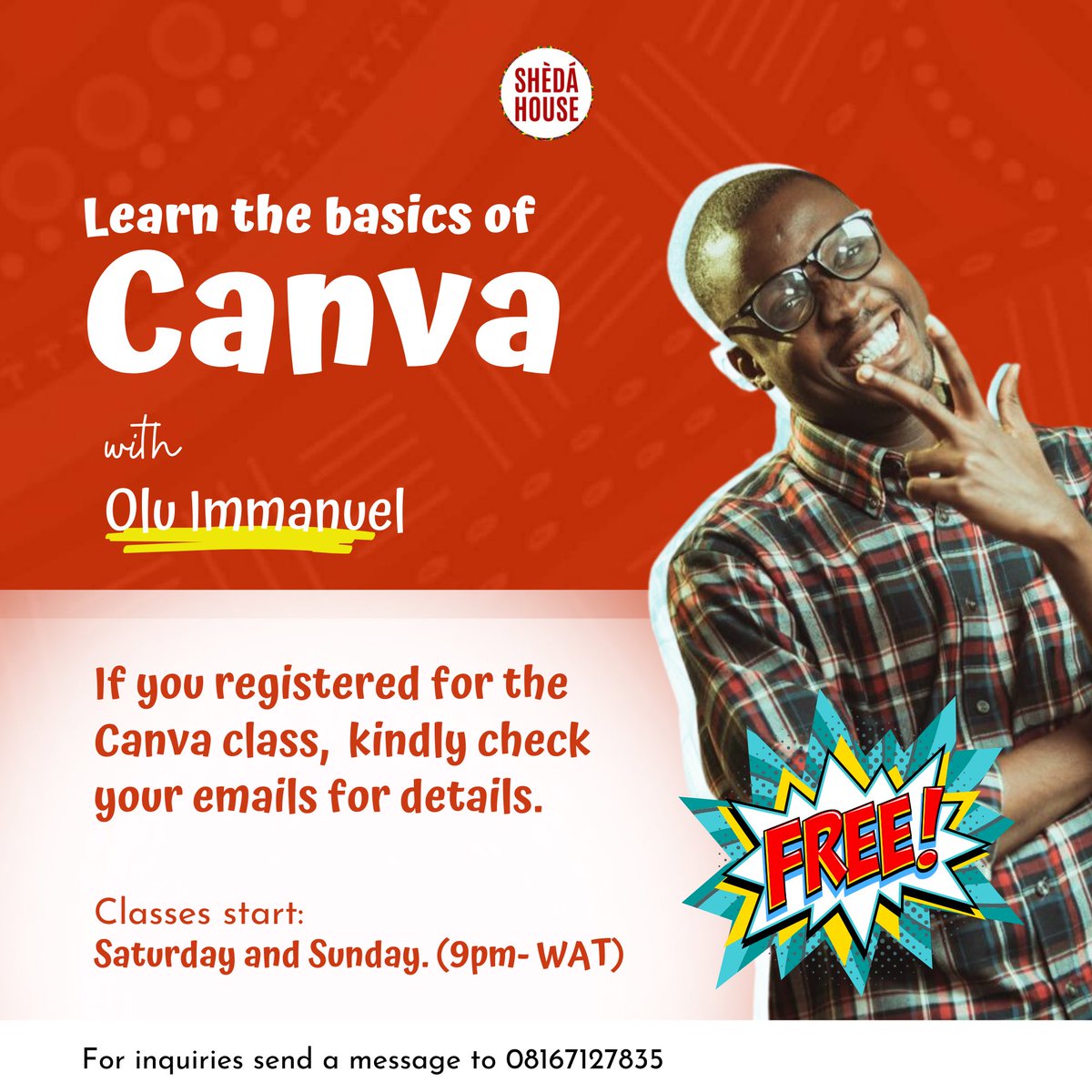 ShedaHouse's tweet image. Classes start tomorrow. 

If you have registered, kindly check your emails. 

#shedahouse #canvaclass