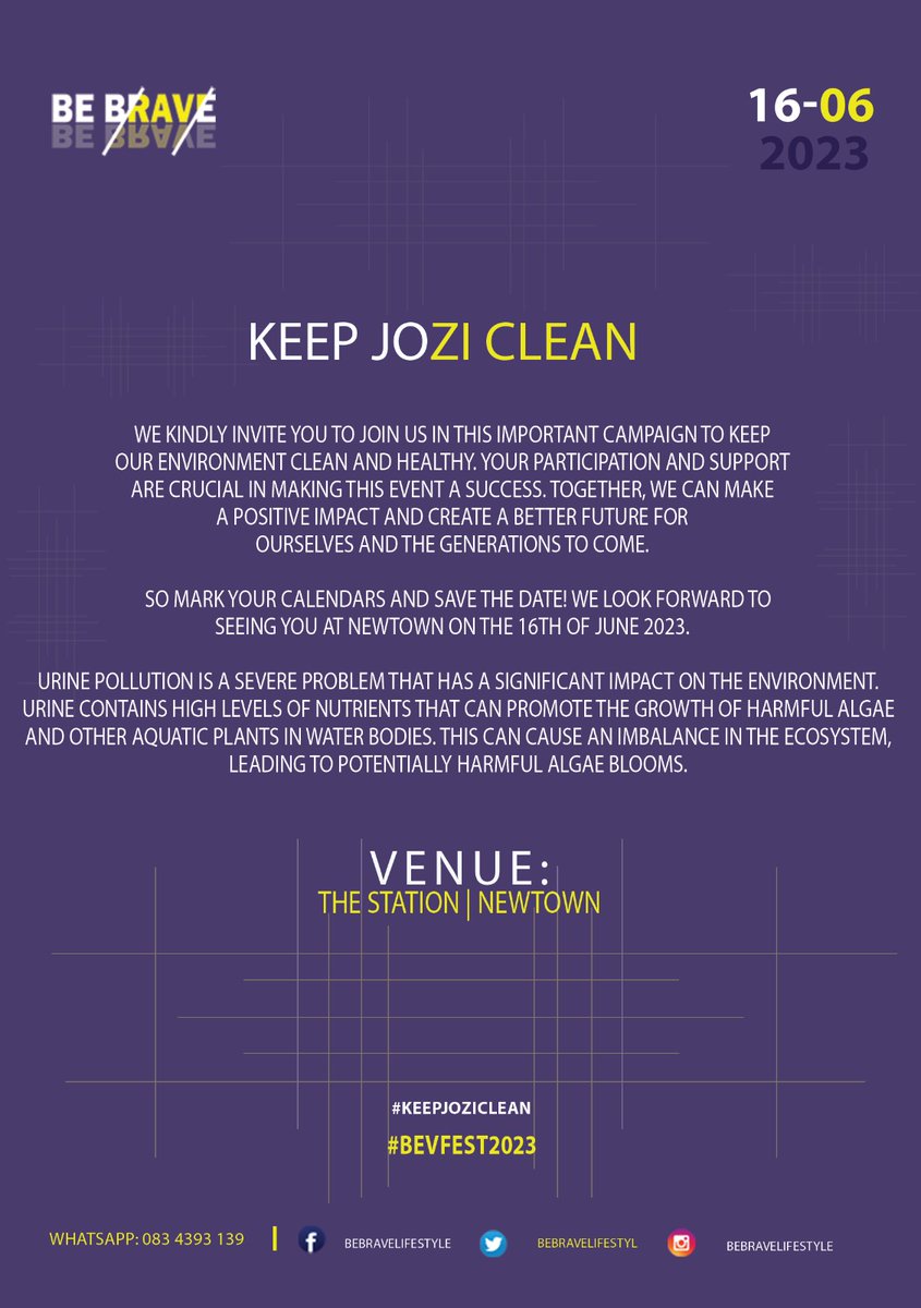 __T_touch's tweet photo. Join BE BRAVE's Urine Cleaning Campaign on June 16th from 10:00 am to 1:00 pm at the station in Newtown and help us keep our city clean and healthy! Let's make a difference together!
------------
#KEEPJOZICLEAN
#BEVFEST2023 https://t.co/QAi0PKOpY5