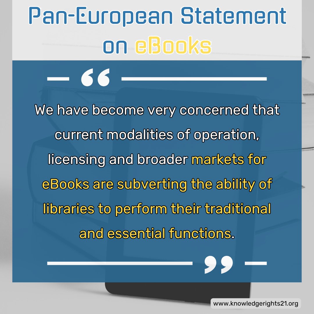 KR21org's tweet photo. 🚨 Dear attendees of the #EuropeanCompetitionDay, organised by @sweden2023eu, take note that there is a need for further investigation into the dynamics of #eBook markets & their impacts on the achievement of libraries' public interest goals
↪️ https://t.co/wBur9vGLti
#eBookSOS https://t.co/55UvwPpC8l