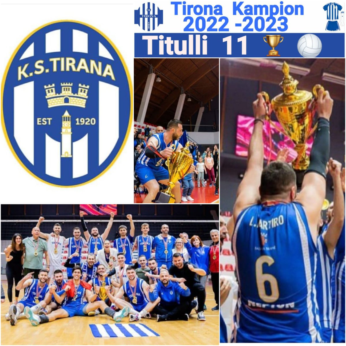 Bardheblu29's tweet photo. #ForcaTirona #Tirona
#NEJEMITIRONA #Tirana
#KSTirana  Tirona Kampione! 

Tirona - 2022-2023

Kampiona volejbolli 🏐 11🏆

Kampiona basketbolli 🏀 21🏆

Kampiona futbolli ⚽ 🔜

1.Kapiten Redi Vogli 🏀
2.Kapiten Ledion Martiro 🏐
3./4.Ekipet duke festuar kupat. https://t.co/HZ0Z6tOyj0