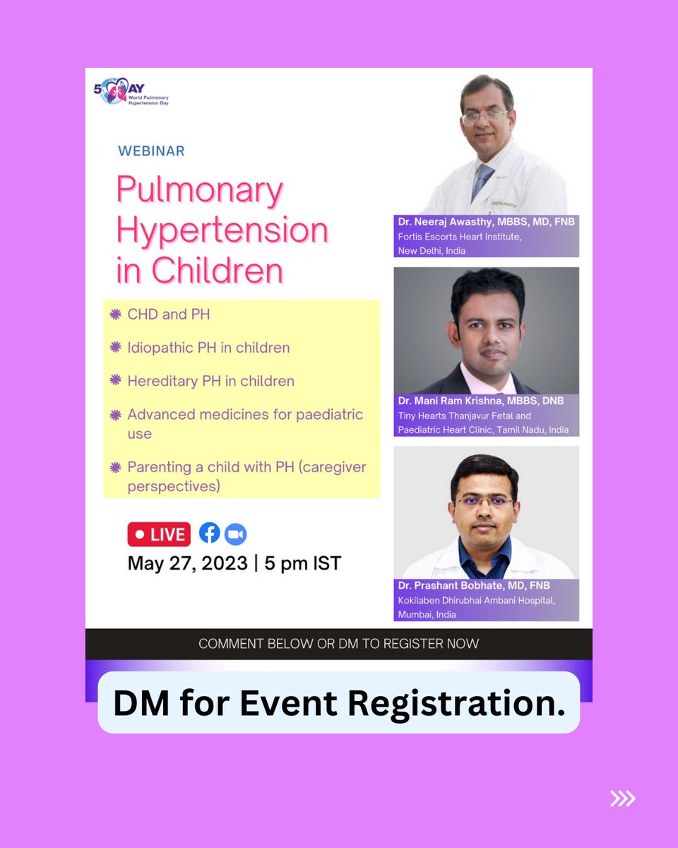 PulmonaryHIndia's tweet photo. Educate, Empower, Eradicate Ignorance about PH in India. Join our webinars this month. They’re free and are for all patients, caregivers, and doctors.

DM for registration links. https://t.co/XlSY4PGLlP