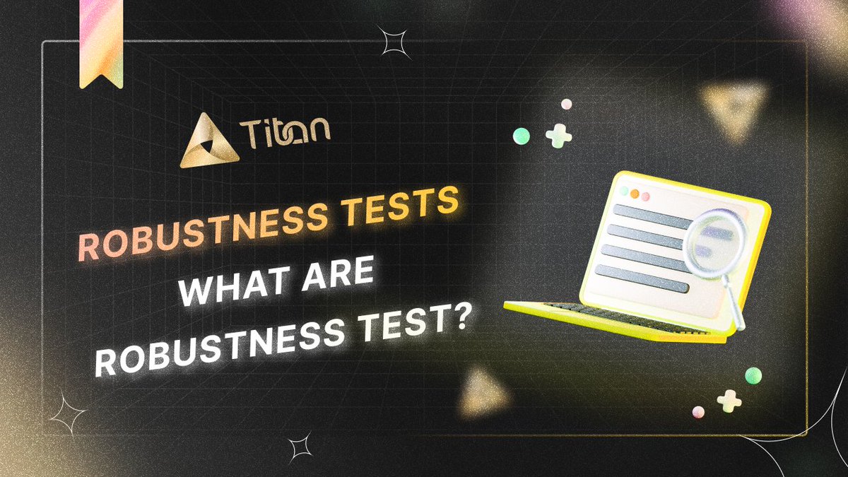 TitanSmartTrade's tweet photo. 🧐 What are robustness tests?
(1) 
✔️Used in different fields, such as finance, economics, and statistics

✔️Conducted to test the stability of a model or methodology under different conditions or assumptions

👇More details 👇
#Sui #BSC #TitanTrading https://t.co/hVg23UUfLz