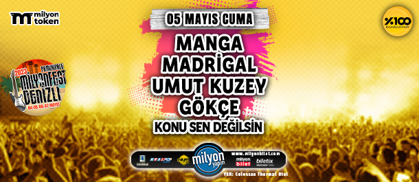 Milyonfest/Denizli devam ediyor!

Manga, Madrigal, Umut Kuzey, Gökçe ve Konu Sen Değilsin, bugün sahnede.

@MilyonFest @maNgaMusic @MadrigalBand @umutkuzey @gokcedi  #konusendegilsin #milyonfest #denizli #pamukkale #festival #kralmüzik