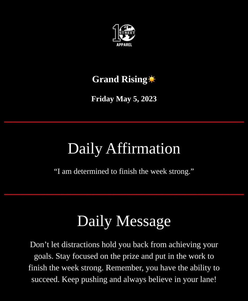 10streetapparel's tweet image. Have A Great Day Family!☀️
Saturday, May 5, 2023
Source: 10streetapparel.com
#dailyaffirmations #dailymessage #dailymotivation #dailyguidance #divineguidance #spiritualgrowth #spirituality #spritualjourney
