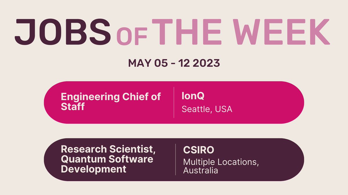 #Careers | ✨ It’s featured jobs Friday! ✨ In light of the first #NationalQuantumStrategy from The Hon. Ed Husic MP, this week’s spotlight is on quantum-related jobs and careers! #AlwaysAustralian @CSIRO

Find your next career on our jobs board!👉 advance.org/jobs/