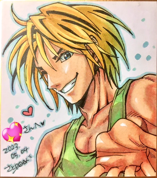 光速タッチダウンでフォロワーさんに押し付けたミニ色紙です ご迷惑じゃなかったら良いけど… 十セナと水町(夢を意識したつもりだけどいかがなもんか  画像じゃわからないけど全体にハイライトパウダーを乗せたのでちょっと煌めいてます