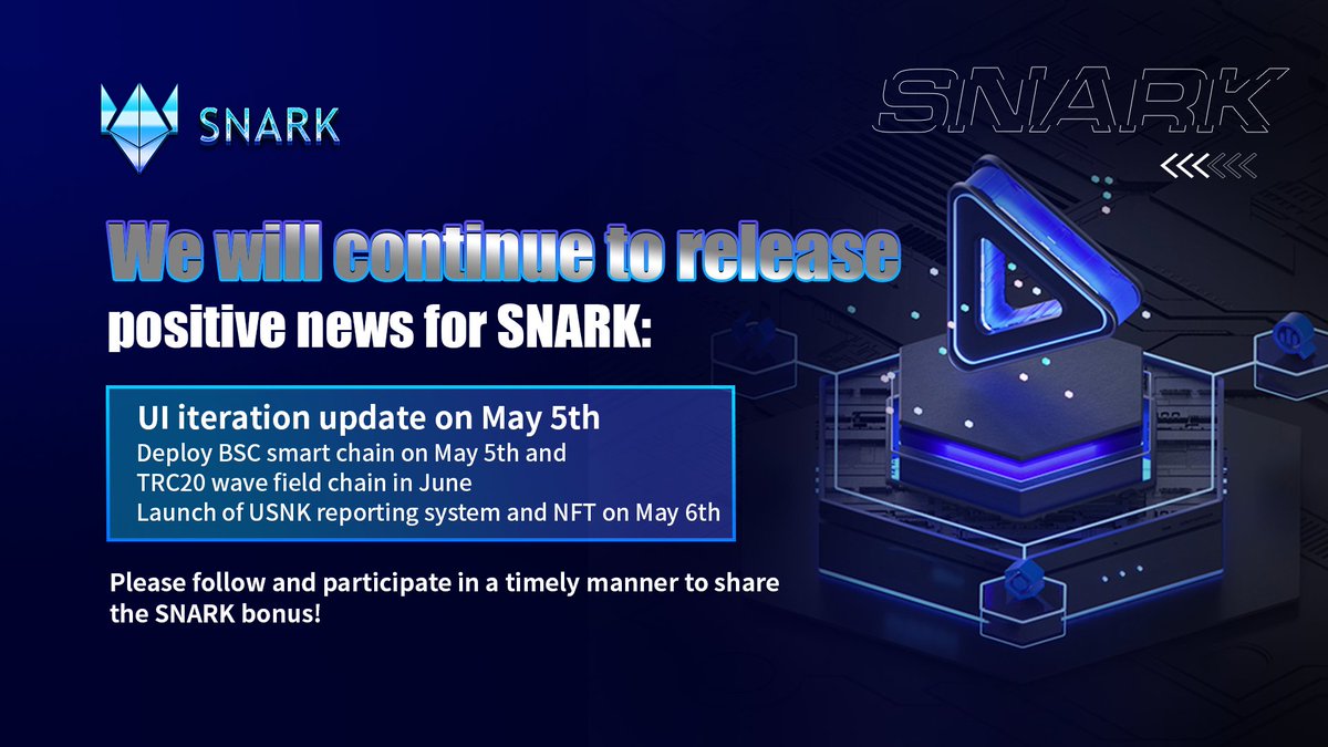 SNARK_ETH's tweet photo. We will continue to launch good news about SNARK, please pay attention and participate in time to share the SNARK bonus! https://t.co/cQpRvBDpBN