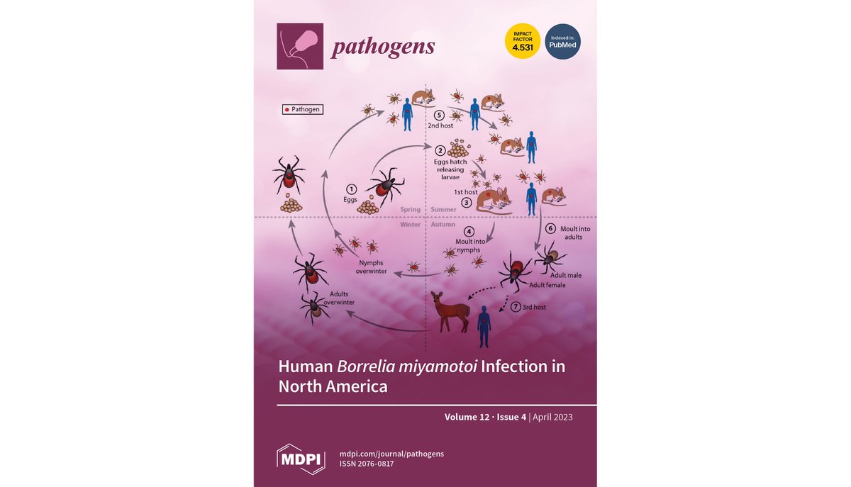 Pathogens_MDPI's tweet photo. 🎉#PathogensMDPI, Vol. 12, Issue 4
🔖Cover Story:  Human #Borrelia miyamotoi Infection in #NorthAmerica by Jed Burde, Evan M. Bloch, Jill R. Kelly, and Peter J. Krause @YaleSPH @JHUPath 
👉 https://t.co/j9StJElyd6 https://t.co/je4eugcnqZ