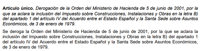 Proyecto de Orden: #IglesiaCatolica #ICIO
#EELL #Tributos #Impuestos #FHCN