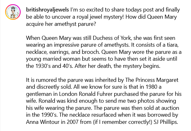 RobinLynnKing2's tweet photo. #EverythingRoyal #RoyalJewels
I want this set.. Well I would love to see Catherine #PrincessofWales wearing it.
I’m so excited to share todays post and finally be able to uncover a royal jewel mystery! How did Queen Mary acquire her amethyst parure? https://t.co/lWp9rRQLvC